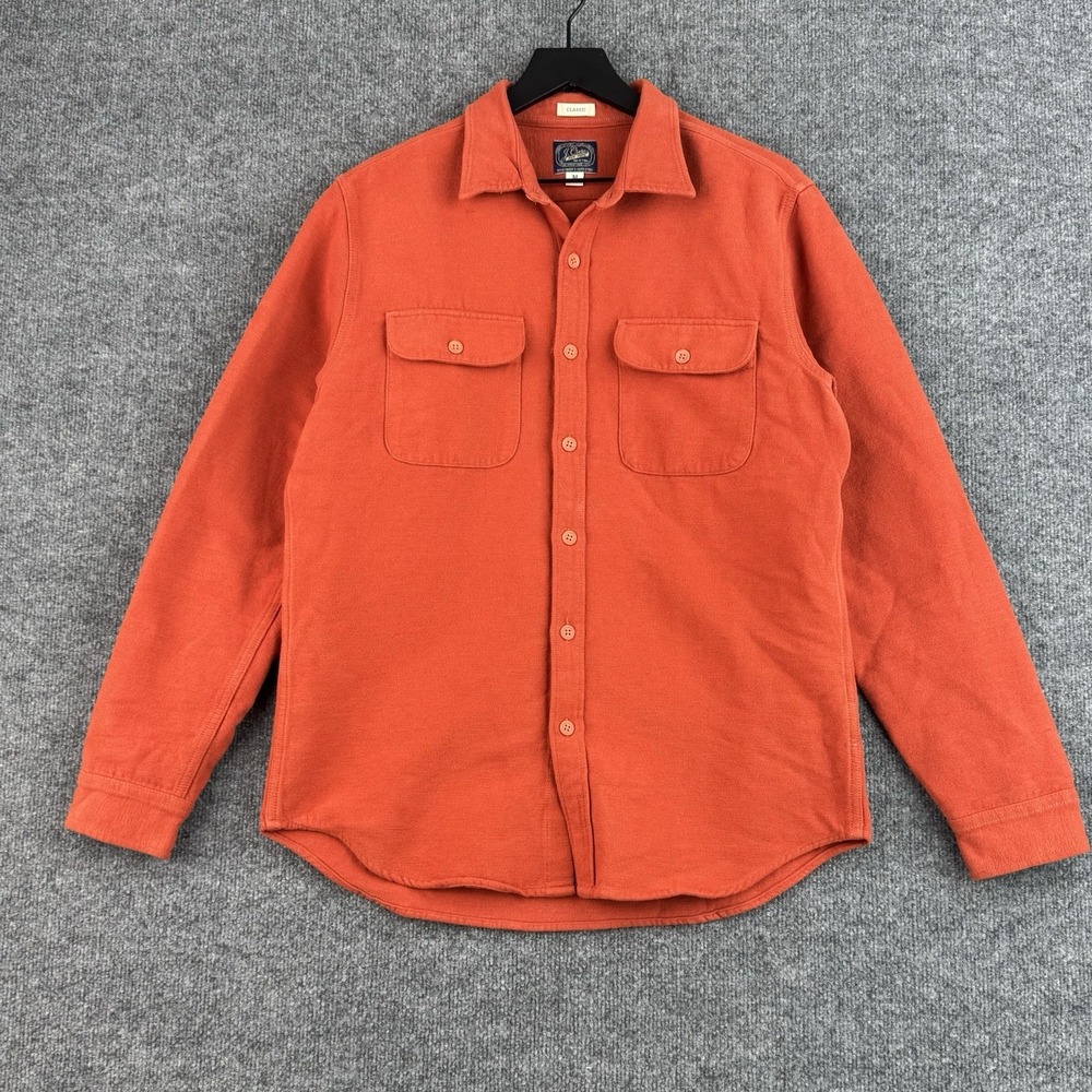 J.Crew Shirt Jacket Mens M Orange French Terry Workwear Two Pocket Classic Chore